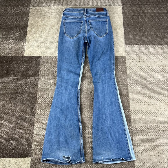 Hollister Jeans Women 3L (26X34)‎ Blue Two Toned Curvy High Rise Vintage Flare - Picture 4 of 10